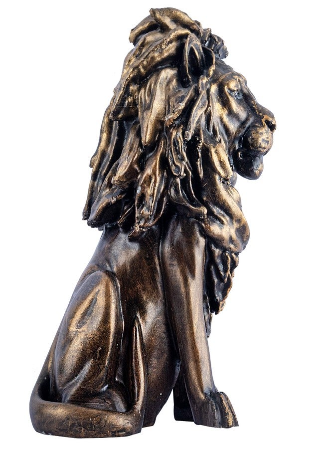 DEQUERA Lion Statue Figurine Idol for Home Decoration, Color : (Golden) - Image 3
